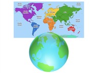 Similarities between a globe and a map