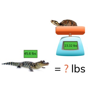 Addition with decimal numbers with 1 and 2 decimal places