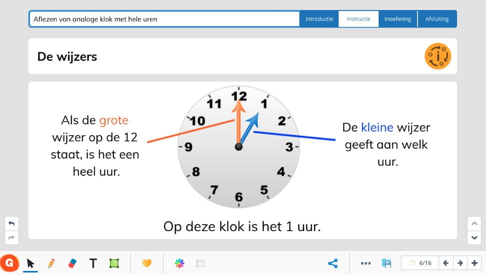 Voorbeeld instructieles klokkijken