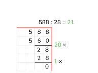 Kolomsgewijs delen van een getal t/m 1000 door een getal >10