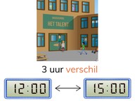 Tijdsverschil bepalen tussen digitale klokken met hele uren