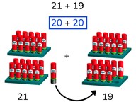 Addition to 100 with round numbers