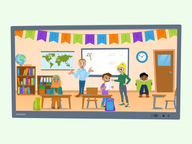 Scène de vocabulaire : À l'école - En classe