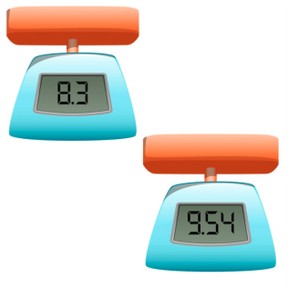 Determine difference between decimal numbers with 1 and 2 decimals