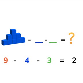 Subtraction to 10 with three numbers