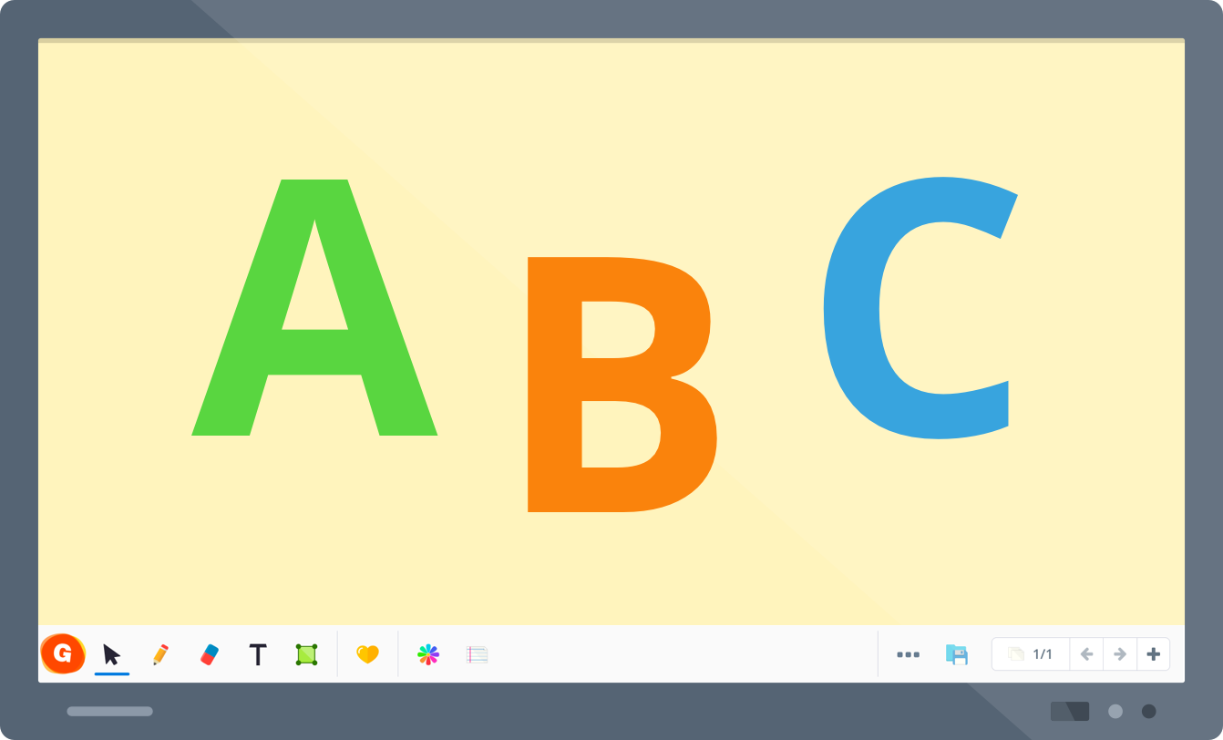 digital whiteboard with abc