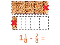Subtracting mixed numbers whose fractions have common denominators