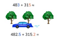 Estimated and exact sum with decimal numbers with 1 or 2 decimal places