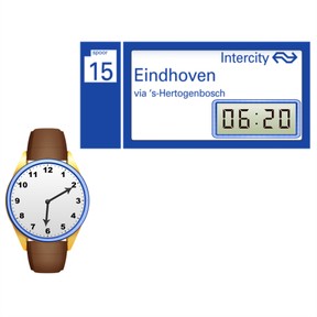 Koppelen van analoge klokken aan digitale klokken met lage tijden met 10 en 5 minuten