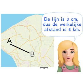 Berekenen van een afstand met schaal