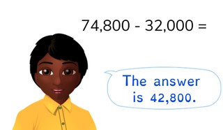 Subtraction to 100,000 with simple numbers