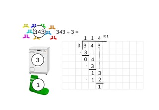 Long division with a number greater than 1,000 with remainder