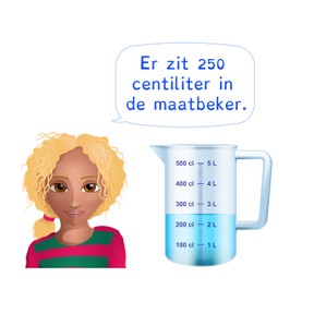 Aflezen van een maatbeker in centiliter