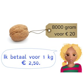 Rekenen met bedragen via omrekenen met gewicht