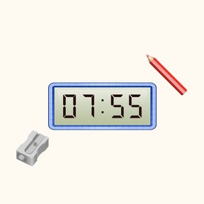 Writing time: Digital clock with 10 and 5 minutes