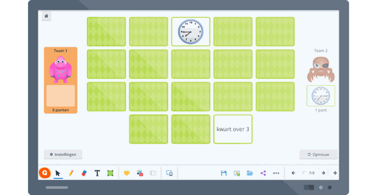 Memory klokkijken spelletje op het didibord