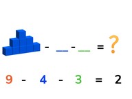 Subtraction to 10 with three numbers