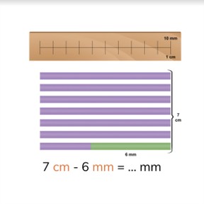 Subtracting mm and cm