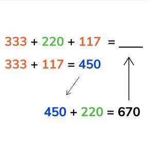 Addition to 1,000 using grouping with three or more addends