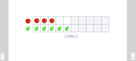 Example of virtual ten frames on an interactive whiteboard
