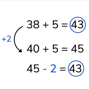 Addition to 100 via compensation method