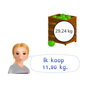 Schattend aftrekken met kommagetallen met 1 en 2 decimalen