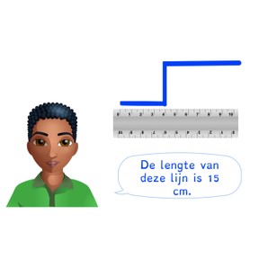 Meten van lengte van lijnen met een meetinstrument in centimeter