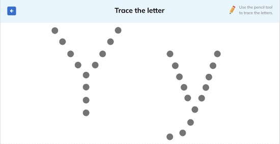 letter y tracing