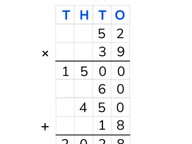 Partial products algorithm with two numbers to 100