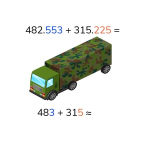 Estimated and exact sum  with decimal numbers with 3 decimal places