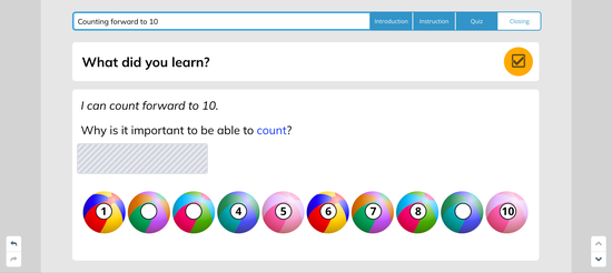 An elementary school lesson about counting to ten