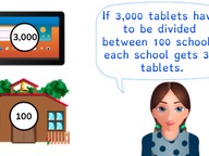 Dividing a number greater than 1,000 by 10, 100, and 1,000