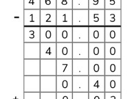 Subtraction with decimal numbers to the hundredths place