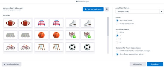 Memory: Sport und Bewegung