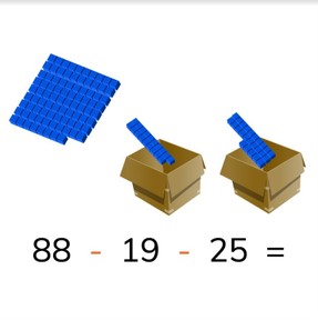 Subtraction to 100 with three or more numbers