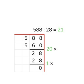 Kolomsgewijs delen van een getal t/m 1000 door een getal >10