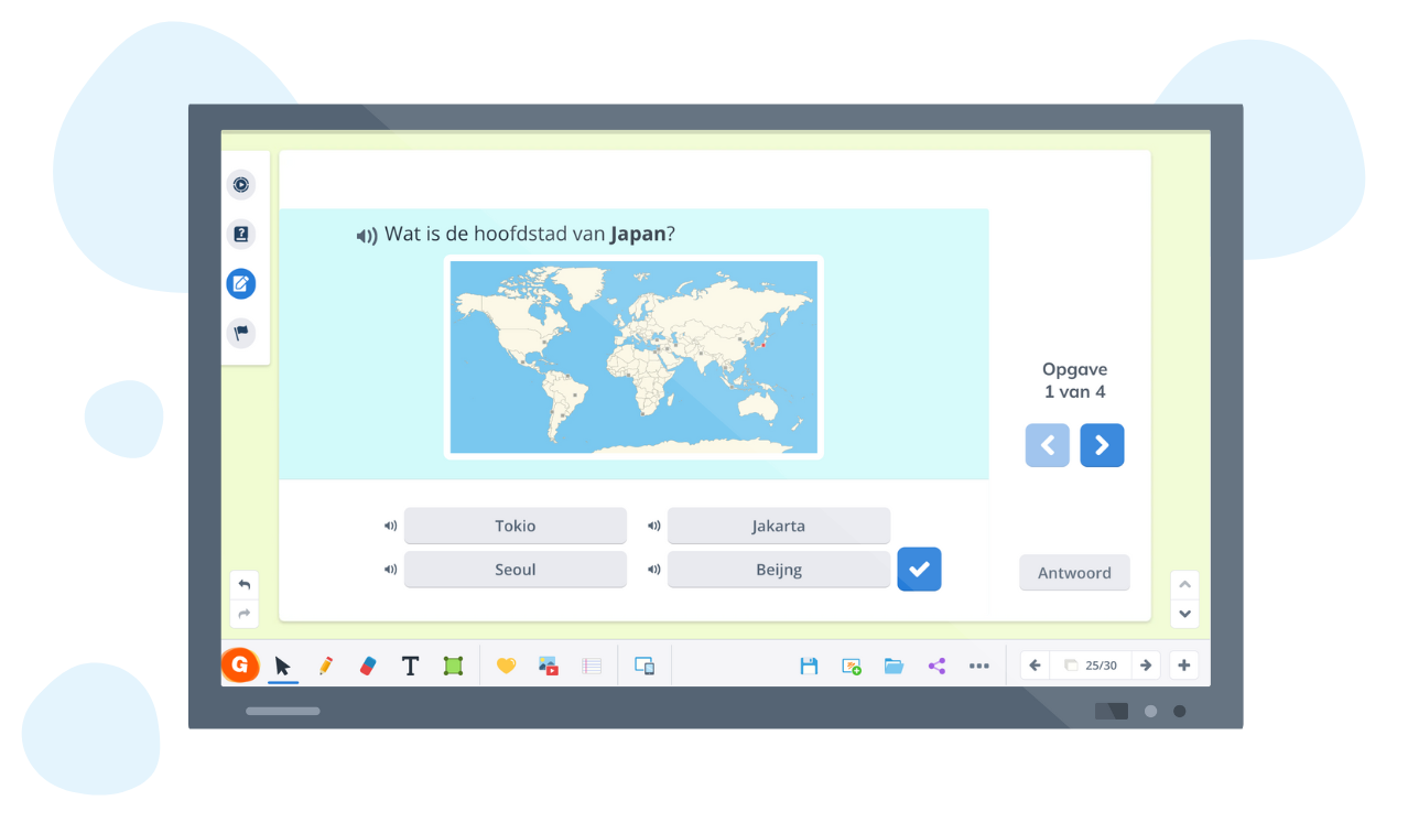 Klassenquiz topografie op digibord