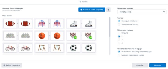 Juego de memoria: Deporte y movimiento