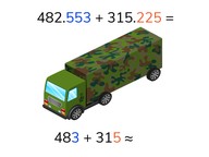 Estimated and exact sum  with decimal numbers with 3 decimal places