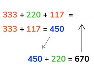 Addition to 1,000 using grouping with three or more addends