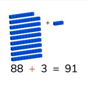 Addition to 100 crossing ten with addends <10