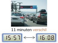 Tijdsverschil bepalen tussen digitale klokken met minuten met uuroverschrijding