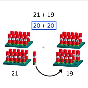 Addition to 100 with round numbers
