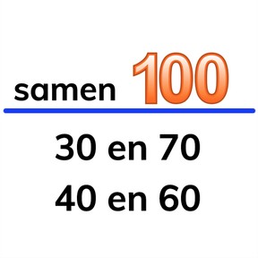 Splitsen en aanvullen van het getal 100 vanaf ronde getallen