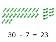 Subtracting numbers to 100 from a tens number