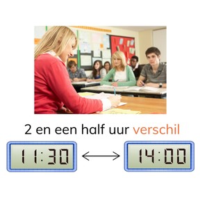 Tijdsverschil bepalen tussen digitale klokken met halve uren