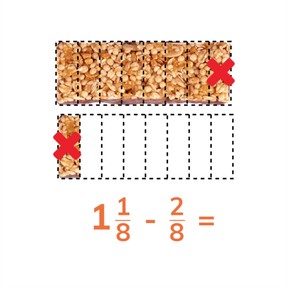 Subtracting mixed numbers whose fractions have common denominators