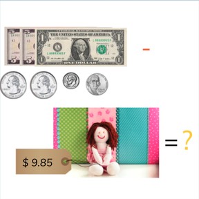 Subtraction with decimal numbers with 1 or 2 decimal places
