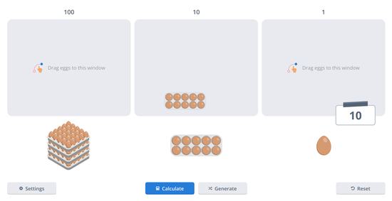 Interactive base 10 blocks being used on a smartboard