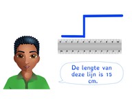 Meten van lengte van lijnen met een meetinstrument in centimeter
